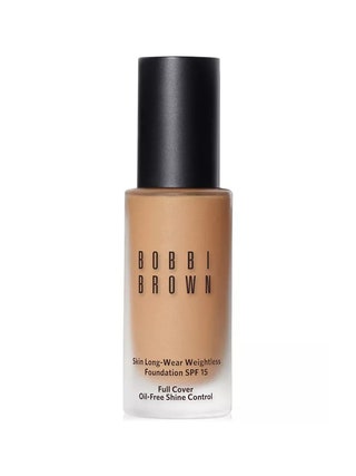 Bobbi Brown Skin LongWear Weightless Foundation SPF 15 translucent bottle of foundation with black cap on white background