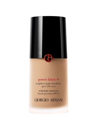 Giorgio Armani Beauty Power Fabric Longwear High Coverage Foundation cloudy translucent bottle of foundation with black...