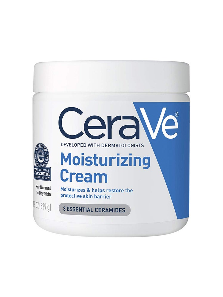 CeraVe Moisturizing Cream white and blue jar on white background