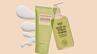 Best Face Washes a group shot of Glow Recipe Avocado Ceramide Moisture Barrier Cleanser and Youth to the People Kale ...