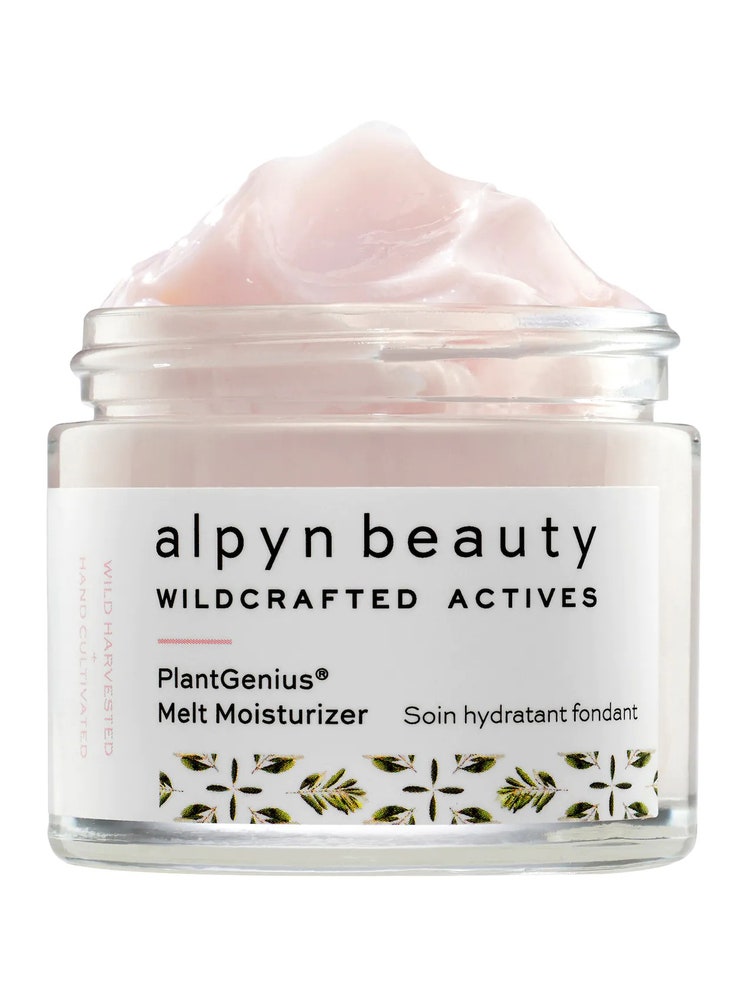 Alpyn Beauty PlantGenius Melt Moisturizer clear jar of light pink moisturizer on white background