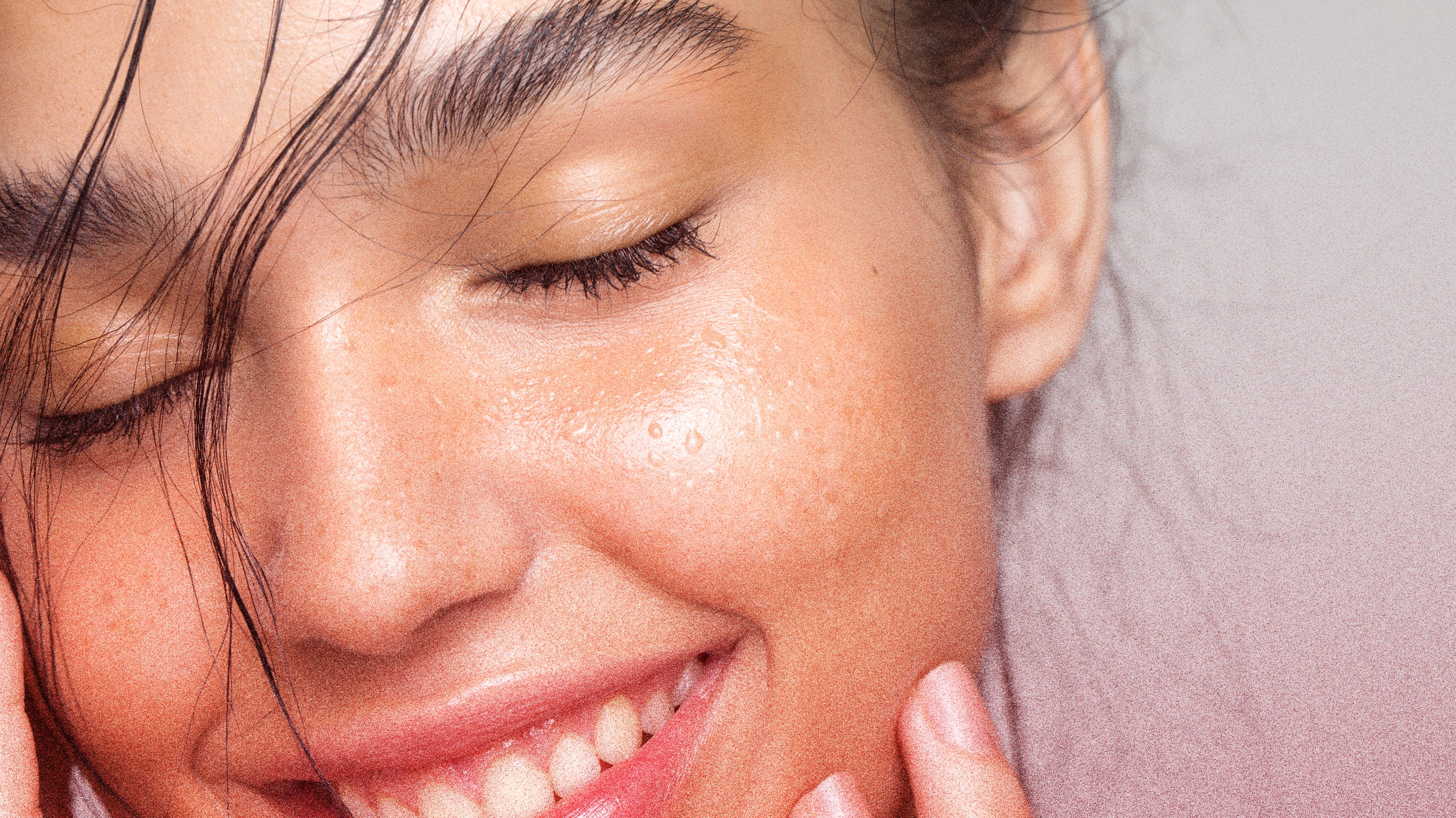 woman with glowing wet skin