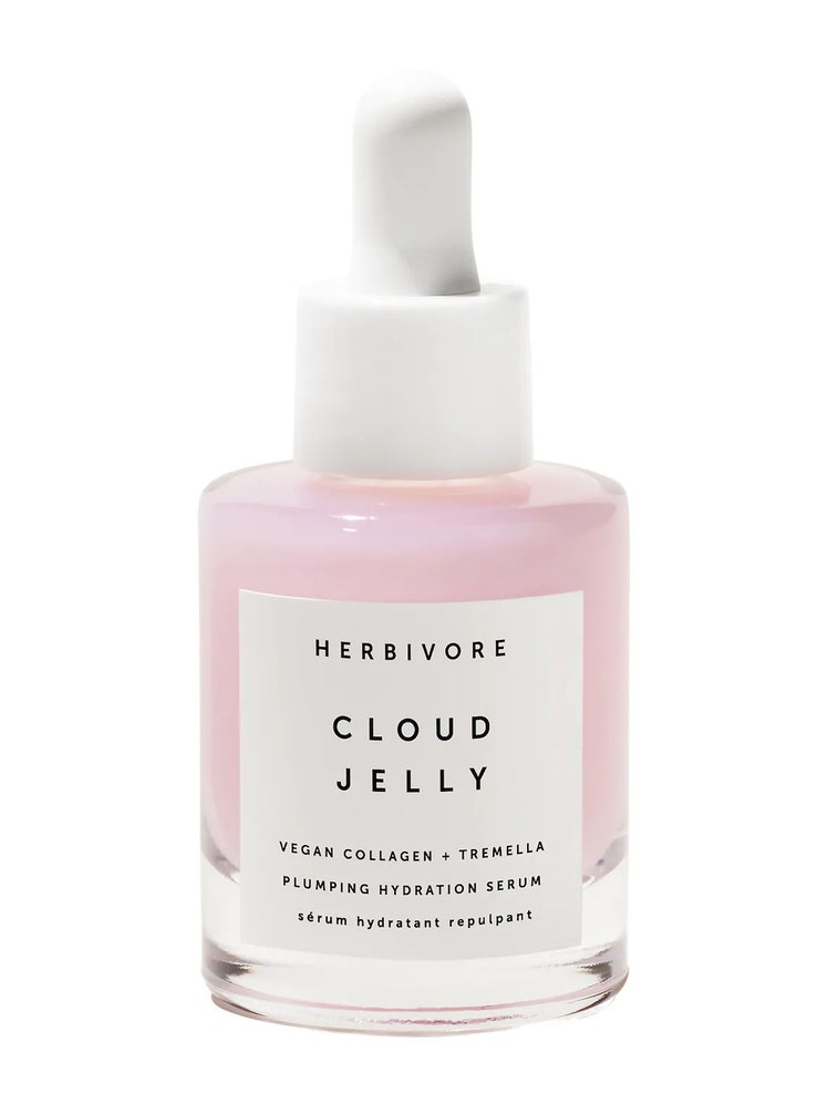 Herbivore Could Jelly Plumping Hydration Serum dropper bottle of reflective pink serum on white background