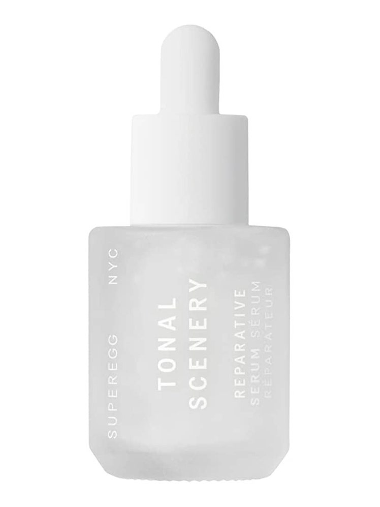 Superegg Tonal Scenery Reparative Serum cloudy white dropper bottle of serum on white background