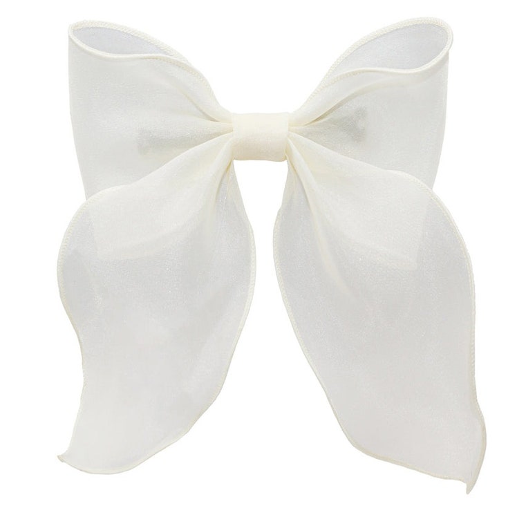 Emi Jay Bow Barrette in Oyster white bow barrette on white background