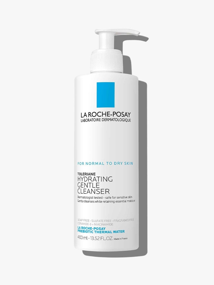 La Roche-Posay Toleriane Hydrating Gentle Cleanser white bottle with white top on light gray background