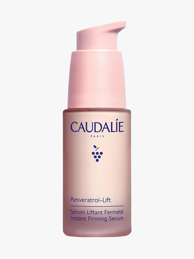 Caudalie Resveratrol Lift Instant Firming Serum in soft pink bottle