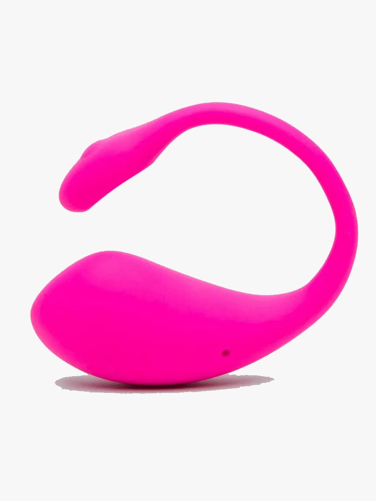 Lovense Lush 2 Love Egg Vibrator: A pink love egg vibrator sex toy on a light gray background