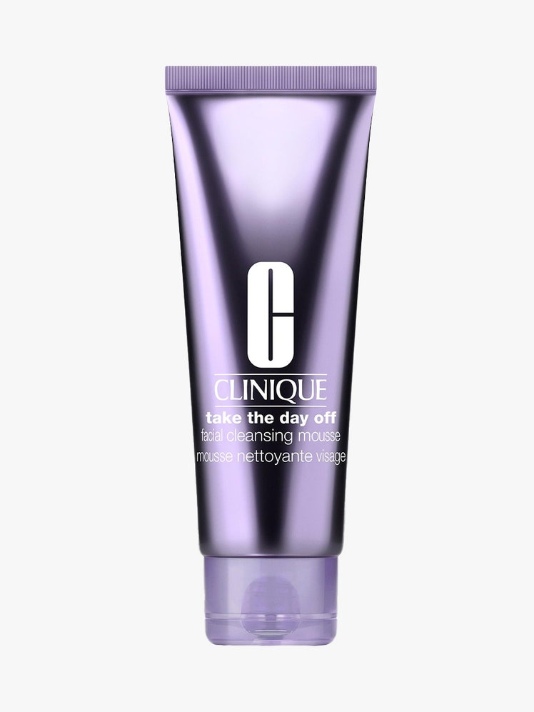 Clinique Take the Day Off in purple tube on light grey background