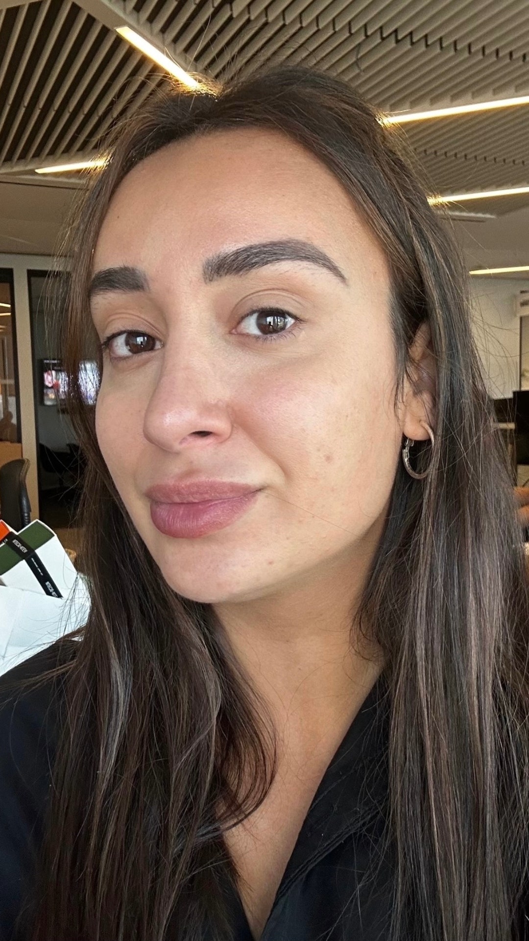 A selfie of Allure shopping market editor Angela Trakoshis with no foundation on