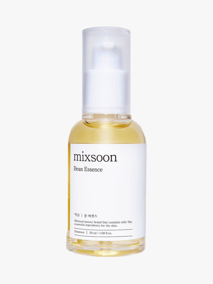 Mixsoon Bean Essence in glass bottle on gray background