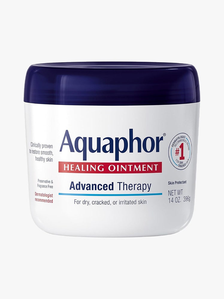 The Aquaphor Healing Ointment on a light gray background