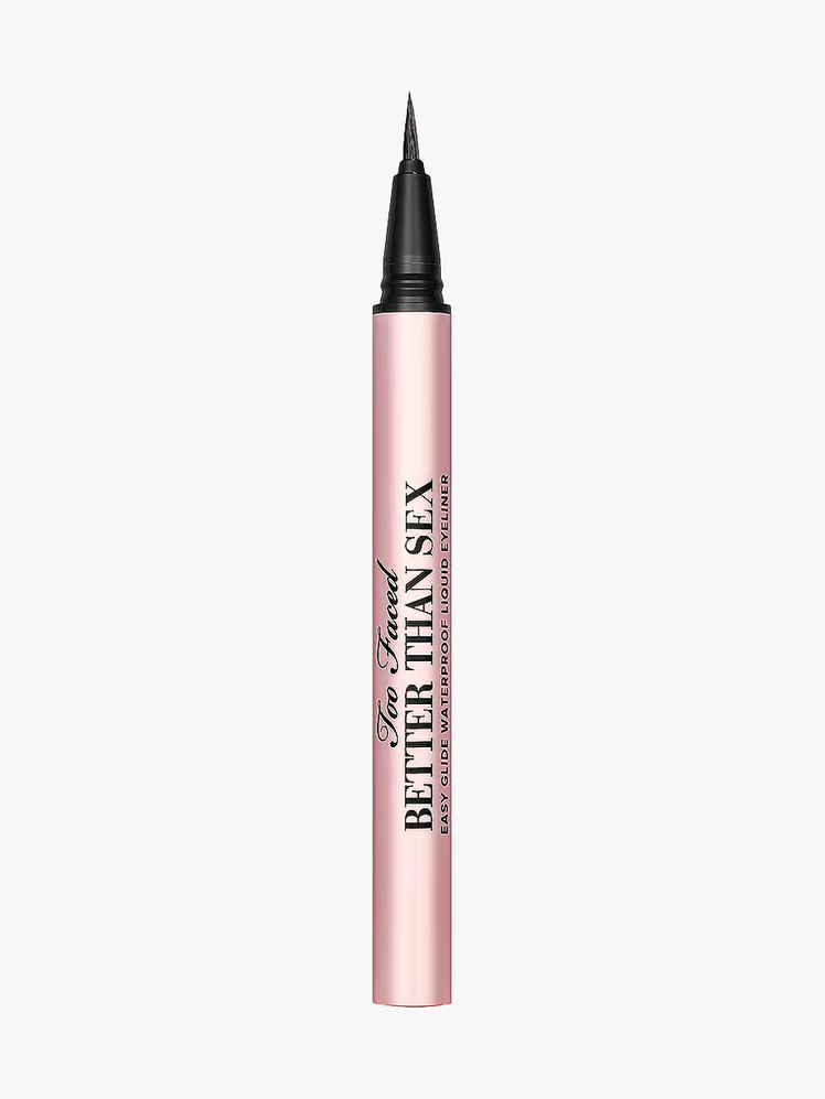 Too Faced Better Than Sex Waterproof Liquid Eyeliner in branded pen component on a light gray background