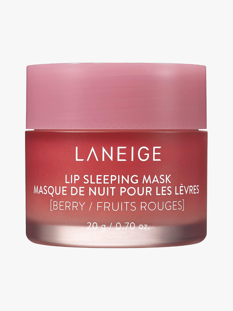 Laneige Lip Sleeping Mask in branded tub component on a light gray background