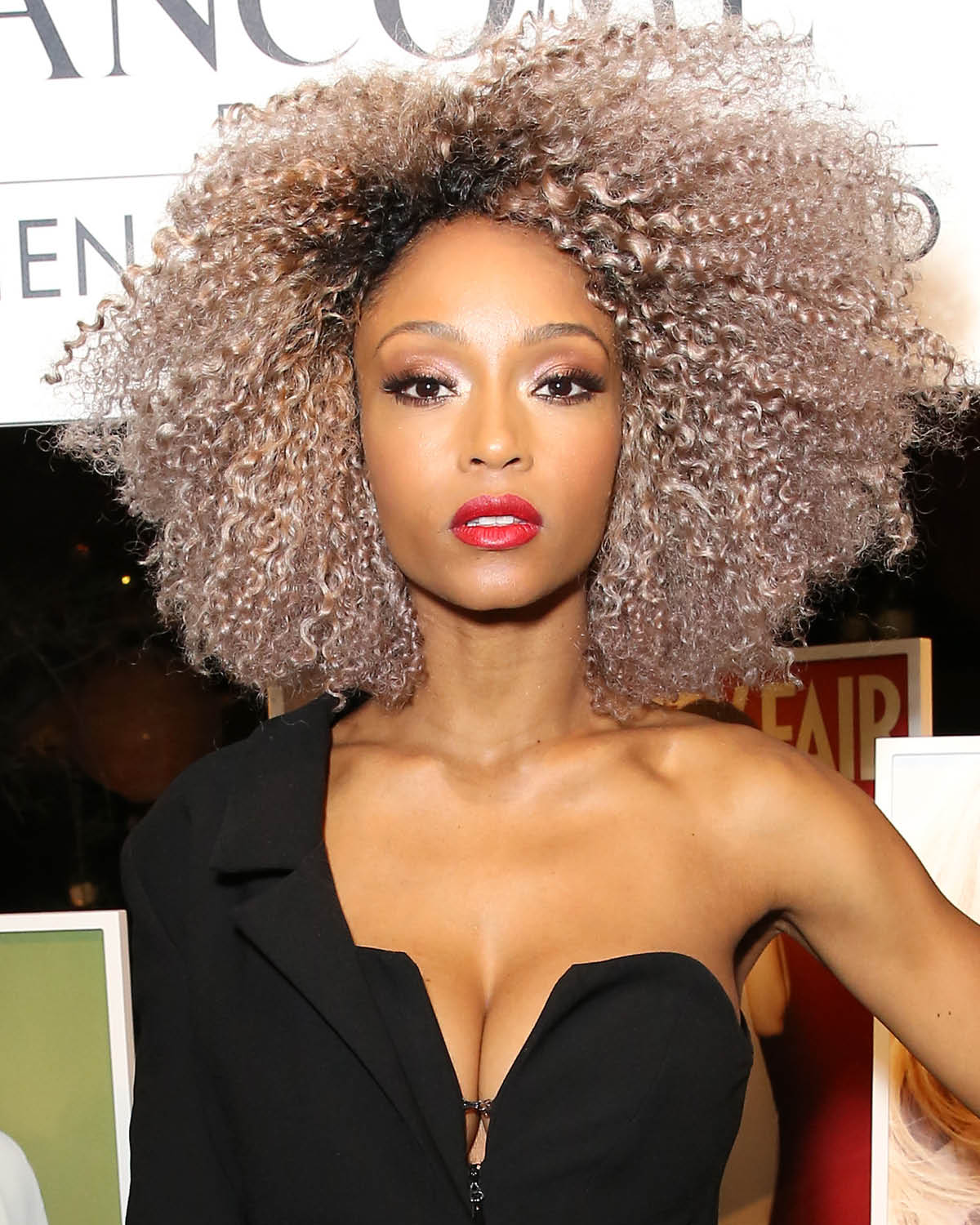 Yaya DaCosta with mushroom brown hair — 2025 hair color trends