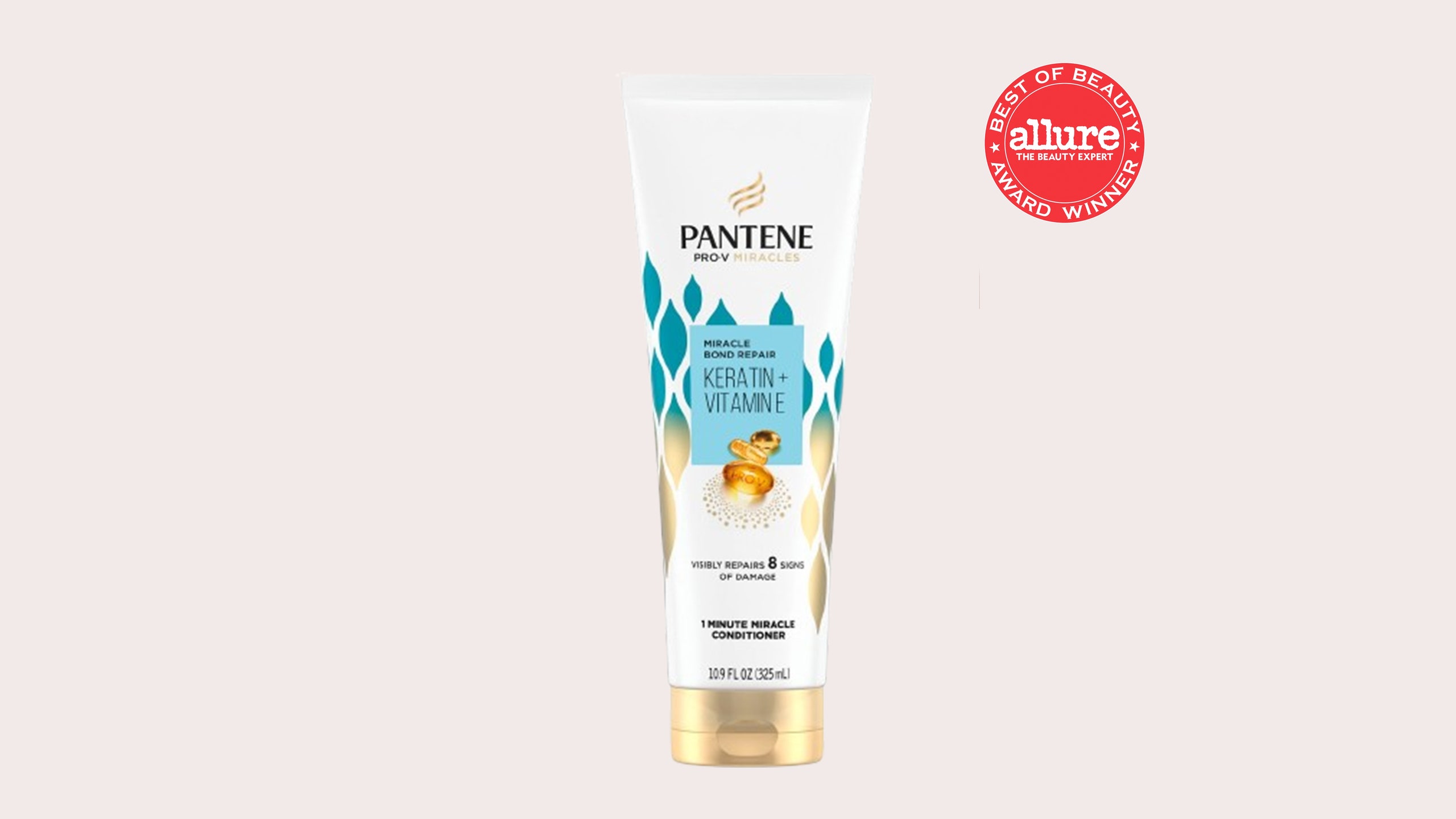 pantene conditioner on light pink background