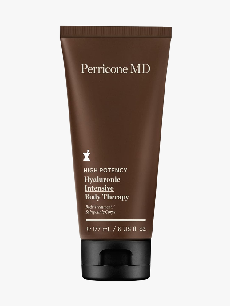 Perricone MD High Potency Hyaluronic Intensive Body Therapy in branded tube component on a light gray background