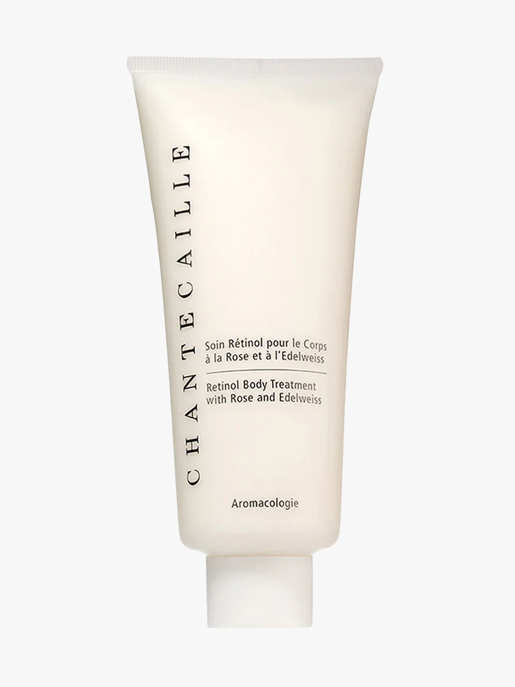 Chantecaille Retinol Body Treatment in branded tube component on a light gray background