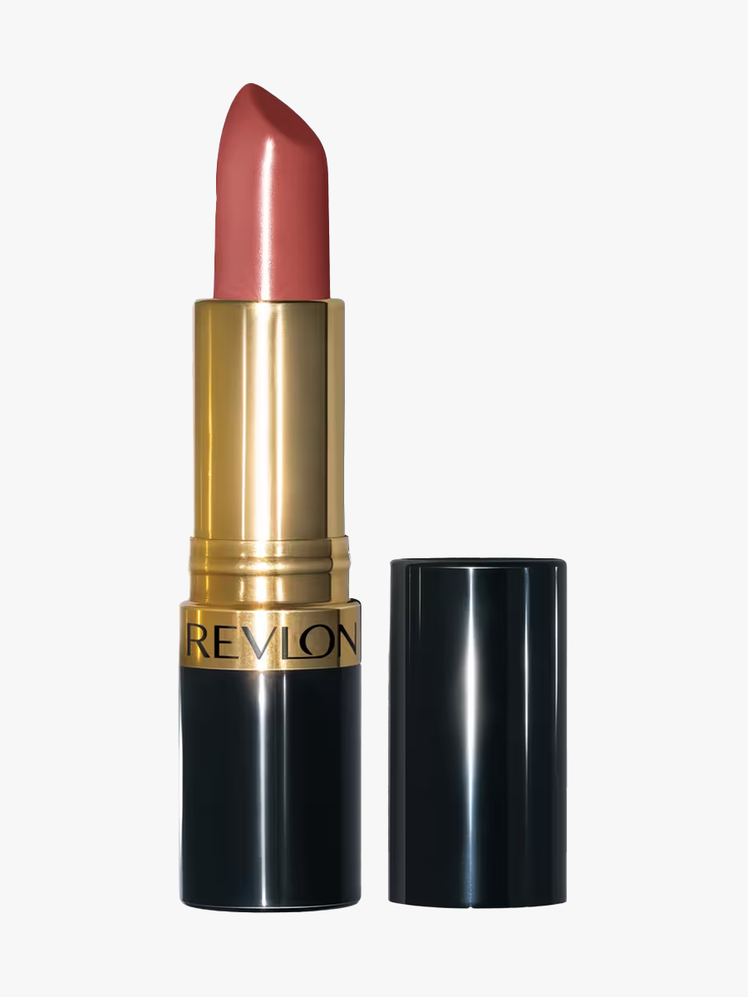 Revlon’s Super Lustrous Lipstick in Toast of New York on a light gray background