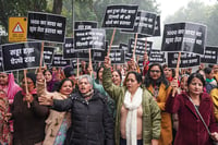 | Photo: PTI : Punjab women protest against Kejriwal