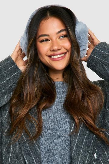 Faux Fur Trim Earmuffs grey