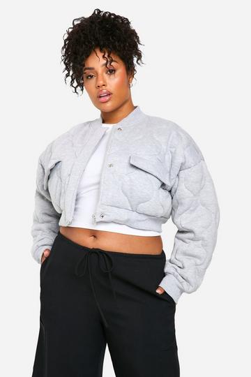 Plus Onion Quilt Bomber Jacket light grey