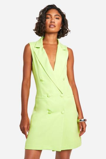 Tall Woven Tailored Waistcoat Blazer Dress lime