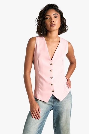 Tall Woven Tailored Waistcoat baby pink