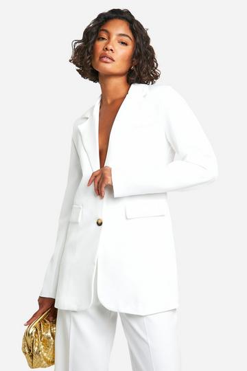 Tall Woven Tailored Oversized Blazer white