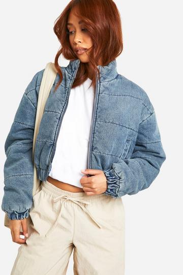 Denim Puffer Jacket mid wash