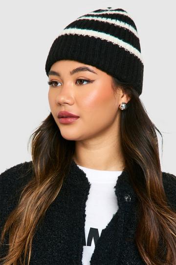 Stripe Chunky Beanie black