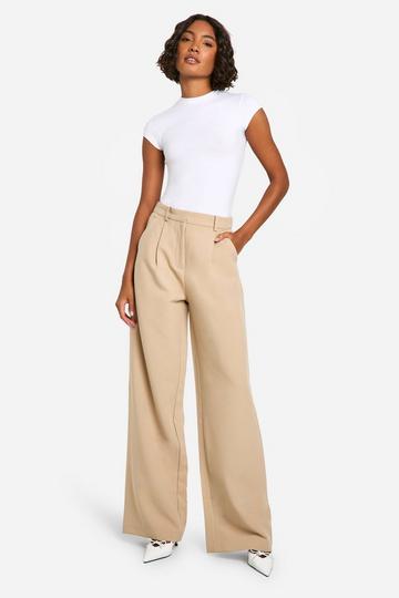 Tall Essential Wide Leg Tailored Trousers stone