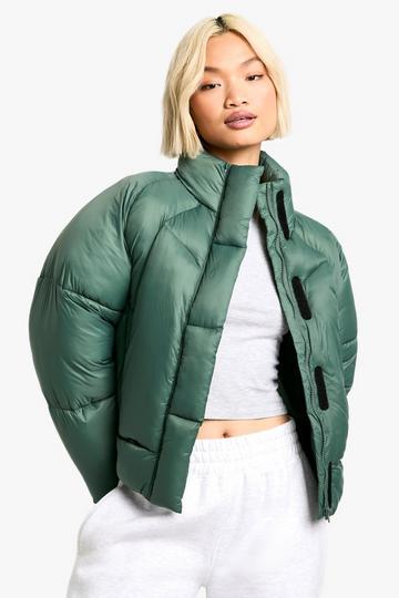 Quilt Detail Puffer Jacket green