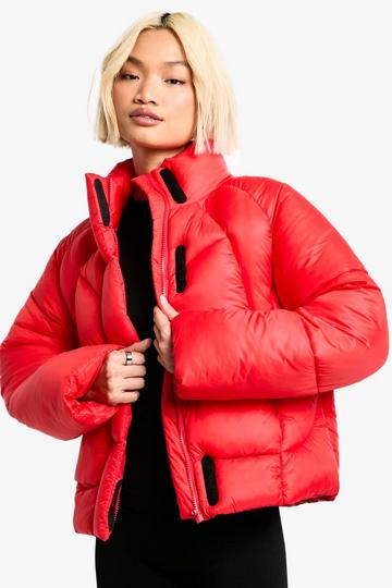 Quilt Detail Puffer Jacket red