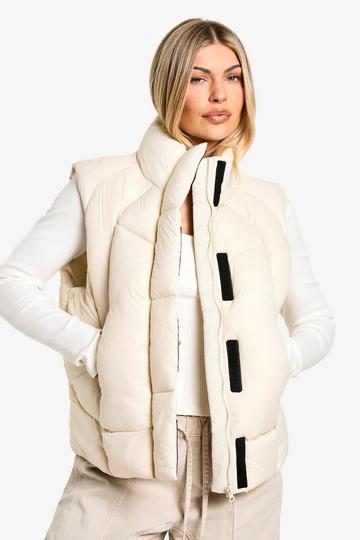 Quilt Detail Puffer Gilet stone