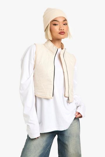 Cropped Quilted Gilet stone