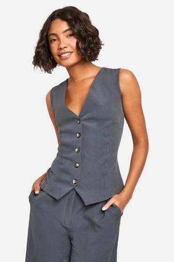 Tall Woven Tailored Waistcoat grey