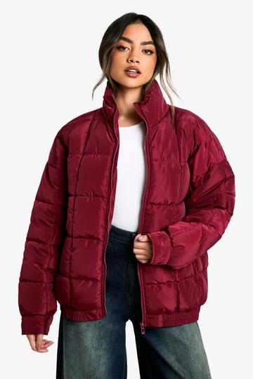 Quilted Puffer Jacket wine