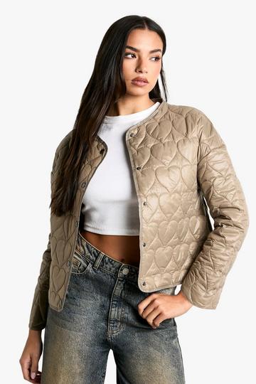 Heart Quilted Puffer Jacket sage