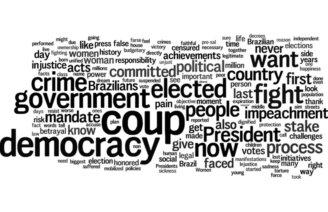 Here's a look at the most prominent words Dilma Rousseff used in two speeches as the embattled Brazilian leader made her case in the court of public opinion Thursday, based on CNN's translations of her remarks.