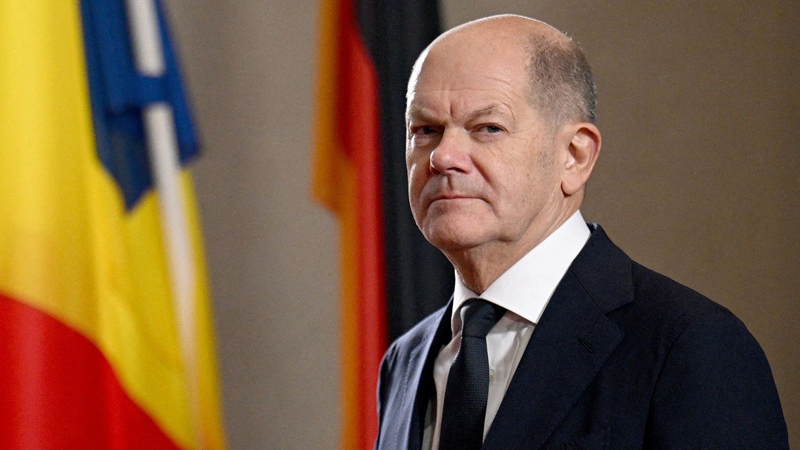 German Chancellor Olaf Scholz is photographed at the Chancellery in Berlin, Germany, on November 15, 2024.