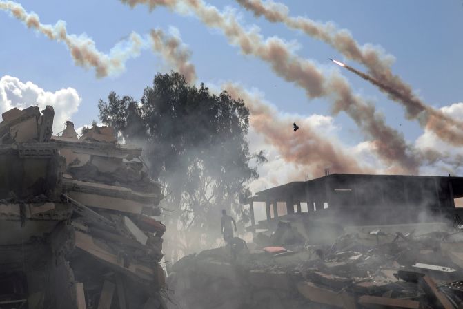 Rockets are fired from Gaza toward Israel on Thursday, October 19.