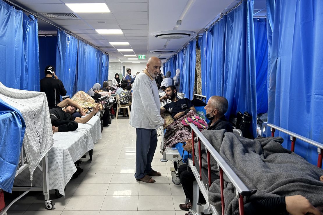 Patients and internally displaced people are pictured at Al-Shifa hospital in Gaza City on November 10, 2023, amid ongoing battles between Israel and the Palestinian Hamas movement. Heavy fighting was raging near Al-Shifa hospital, with Israel saying it had killed dozens of militants and destroyed tunnels that are key to Hamas's capacity to fight. Israel launched an offensive in Gaza after Hamas fighters poured across the heavily militarised border on October 7, killing 1,400 people, mostly civilians, and taking around 240 hostages. (Photo by Khader Al Zanoun / AFP) (Photo by KHADER AL ZANOUN/AFP via Getty Images)