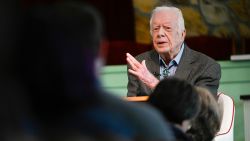 Former President Jimmy Carter teaches Sunday school at Maranatha Baptist Church in Plains, Georgia, in 2019.