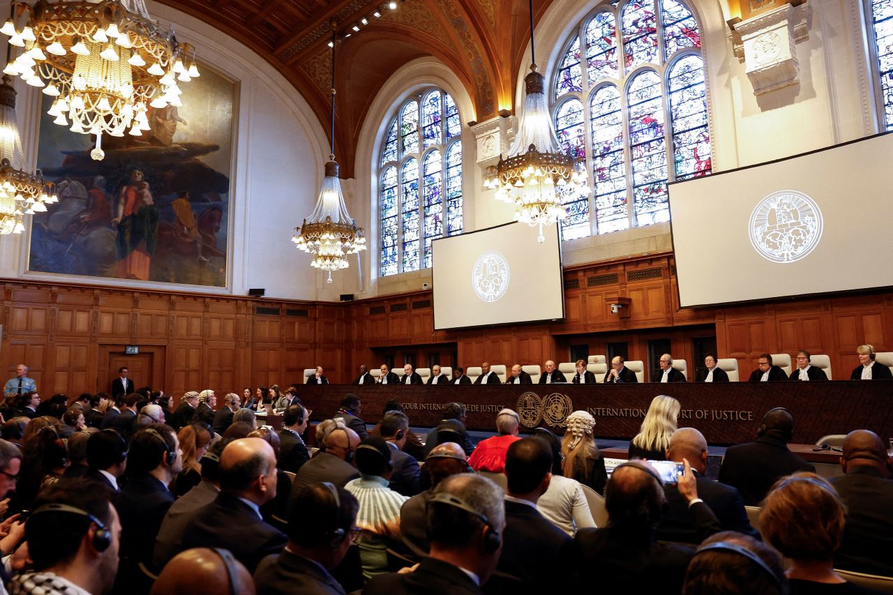 Judges are seen at the International Court of Justice in The Hague, Netherlands, on Friday.