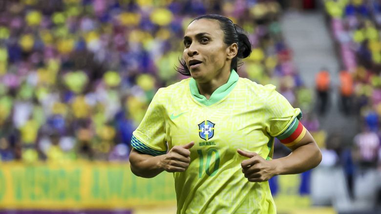 RECIFE, BRAZIL - JUNE 1: Marta Vieira of Brazil runs in the field during the Women’s International Friendly match between Brazil and Jamaica at Arena Pernambuco on June 1, 2024 in Recife, Brazil. (Photo by Chico Peixoto/Eurasia Sport Images/Getty Images)