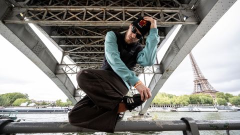 B-boy Menno of the Netherlands performs at Passerelle Debilly during the Red Bull BC One All Stars Paris take-over in Paris, France on August 9, 2023. // Dean Treml / Red Bull Content Pool // SI202308170046 // Usage for editorial use only //