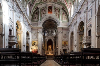 The interior of Igreja de Nossa Senhora da Encarnacao church in Lisbon Portugal.