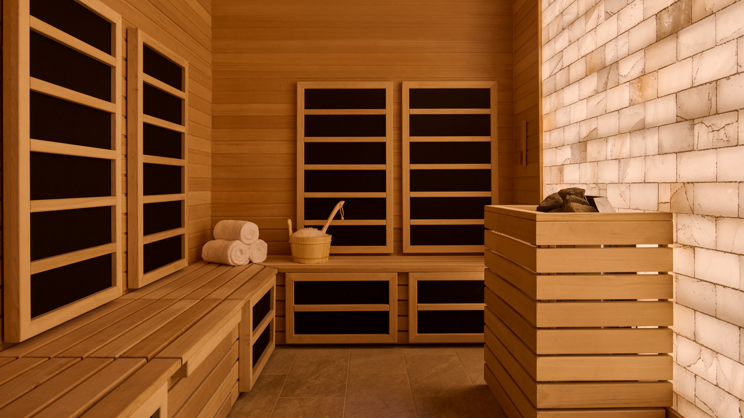 Image may contain: Indoors, Interior Design, and Sauna