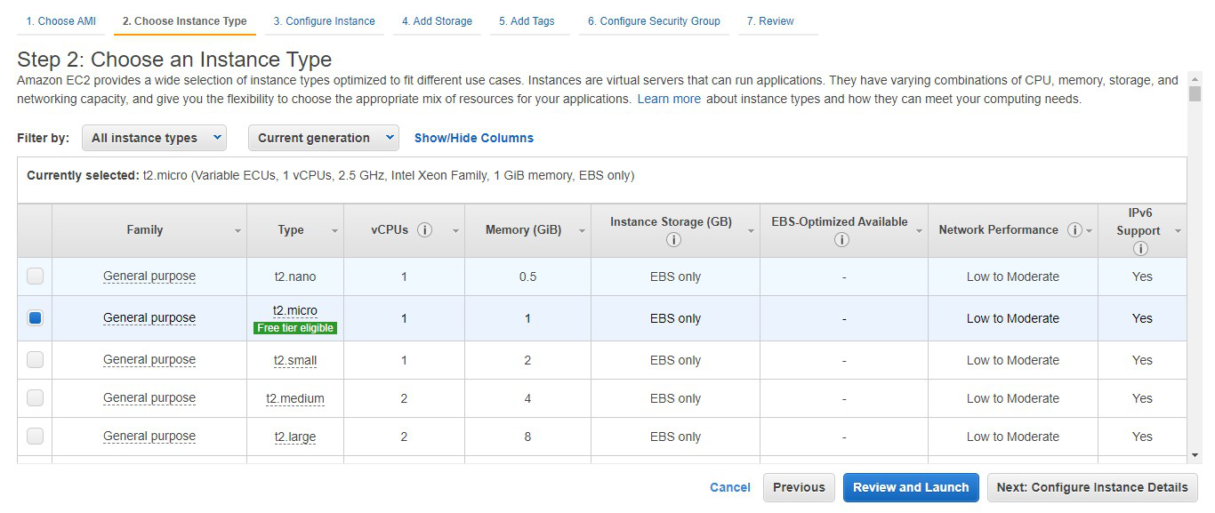 aws instance type